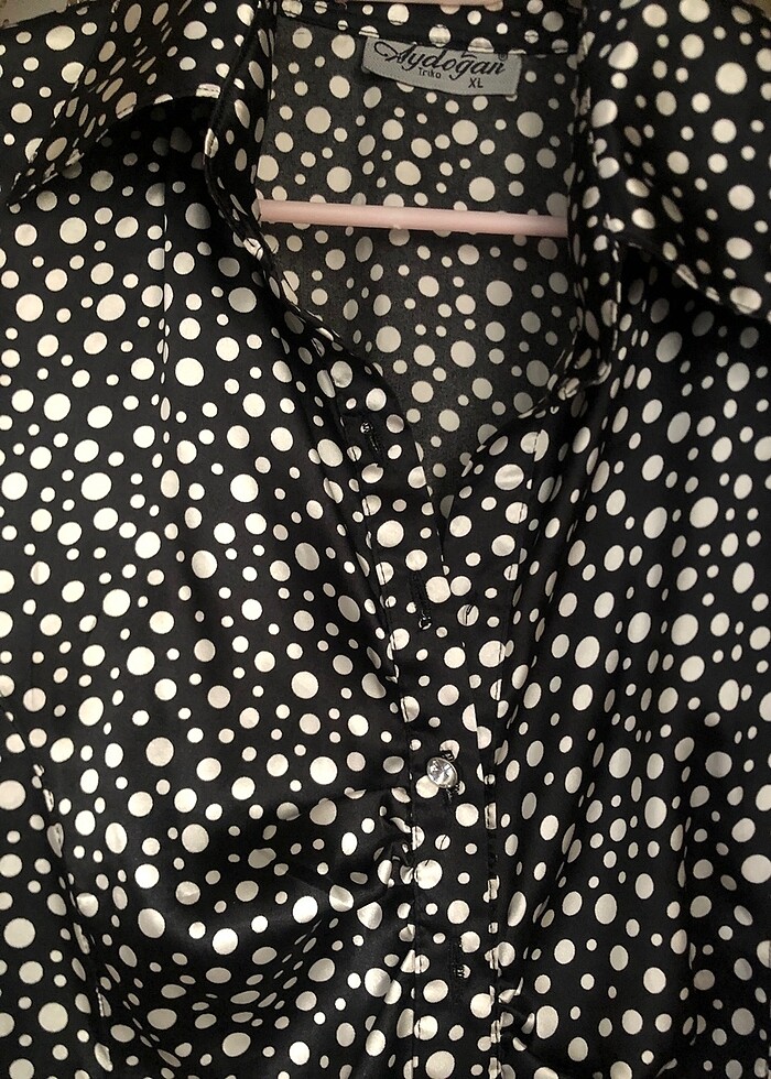 puantiyeli saten gömlek - Görsel 4