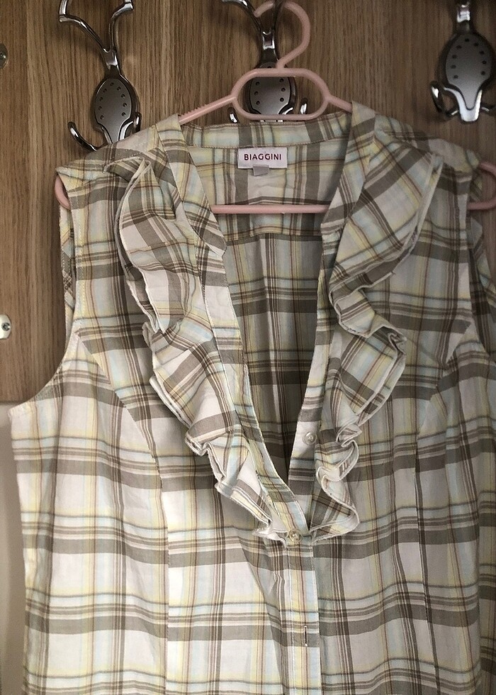 vintage tarzda yazlık gömlek şık ekoseli - Görsel 2