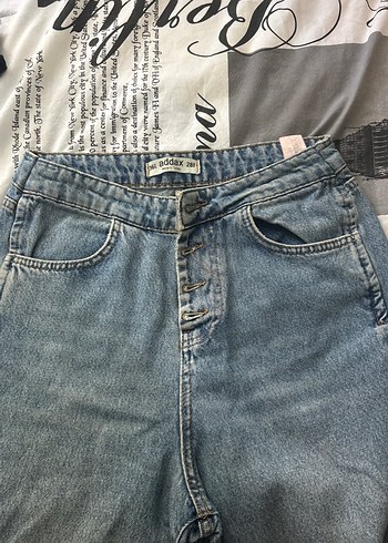 Addax Gri Batik Desenli Bol Kesim Kadın Kot Pantolon