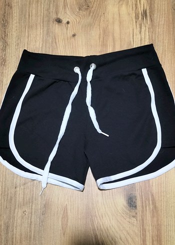 Siyah Elastik Bel Mini Spor Şort