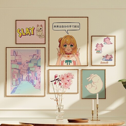 Tasarımcı Anime kız odası poster tablo