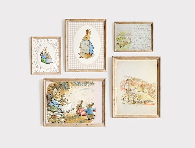 Tasarımcı Peter Rabbit poster seti vintage