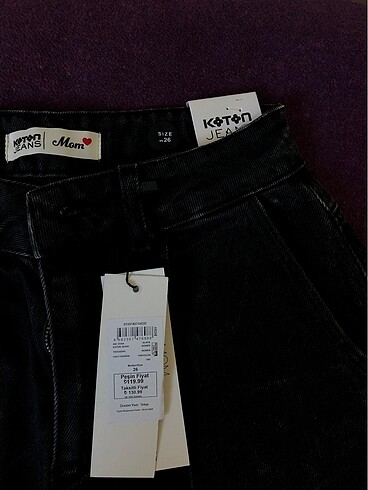 26 Beden siyah Renk Koton mom jean