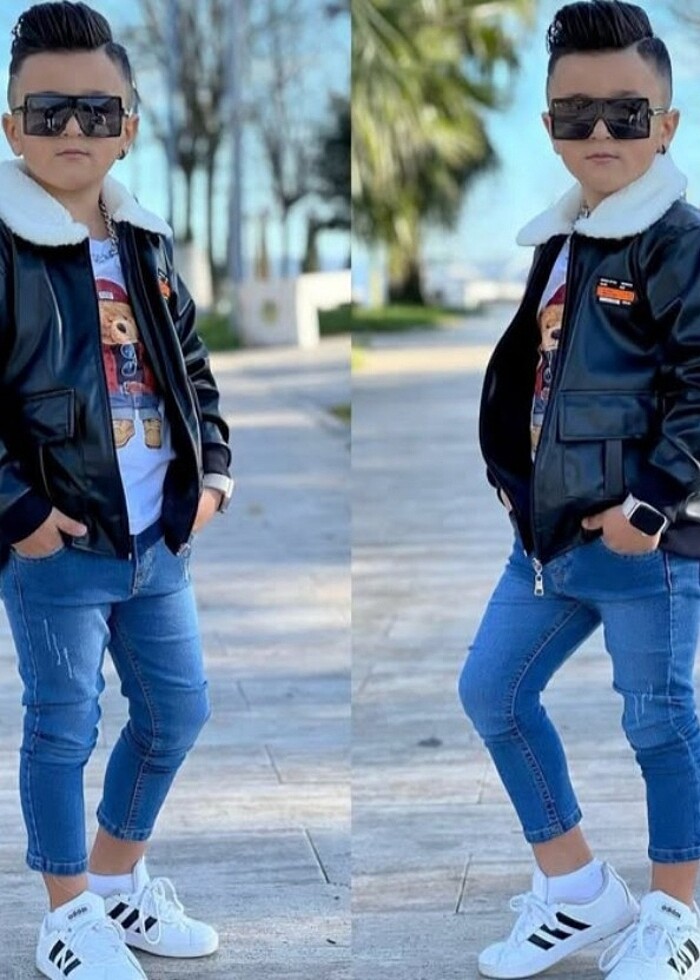 Deri mont ve pantolon t-shirt takim - Görsel 2