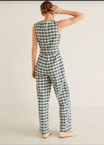 Yeşil Kareli Uzun Kadın Tulum - Görsel 2