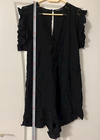 Siyah Nakışlı V Yaka Bohem Tulum - Görsel 6