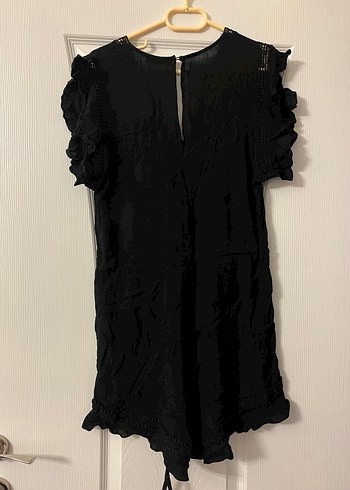 Siyah Nakışlı V Yaka Bohem Tulum - Görsel 5