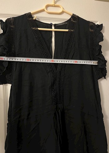 Siyah Nakışlı V Yaka Bohem Tulum - Görsel 7