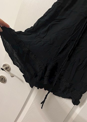 Siyah Nakışlı V Yaka Bohem Tulum - Görsel 2