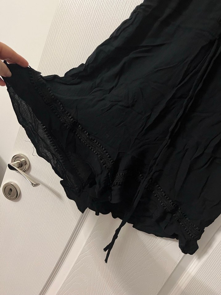 Siyah Nakışlı V Yaka Bohem Tulum - Görsel 2