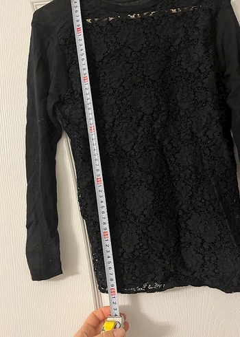 Dantelli Siyah Uzun Kollu Bluz - Görsel 5
