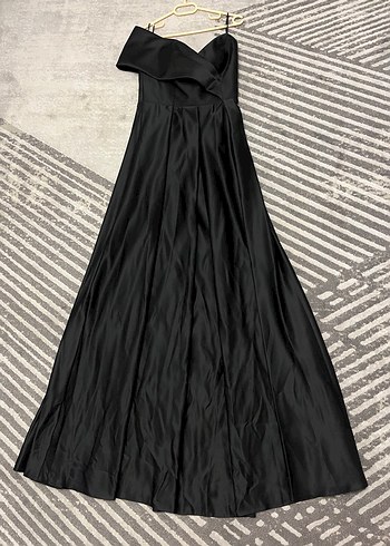 Tek Omuz Drapeli Siyah Uzun Abiye Elbise - Görsel 7