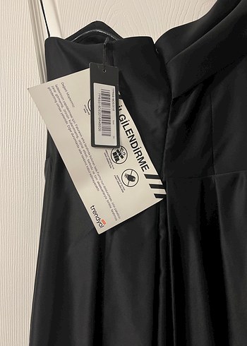 Tek Omuz Drapeli Siyah Uzun Abiye Elbise - Görsel 3