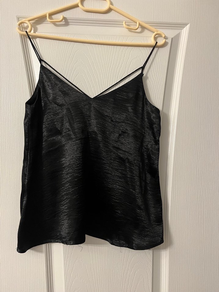 Siyah Drapeli İnce Askılı Mini Bluz - Görsel 3