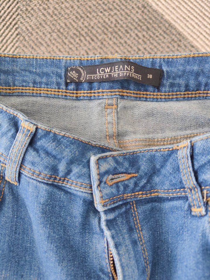 Gri Detaylı Mavi Kot Etek - Görsel 2