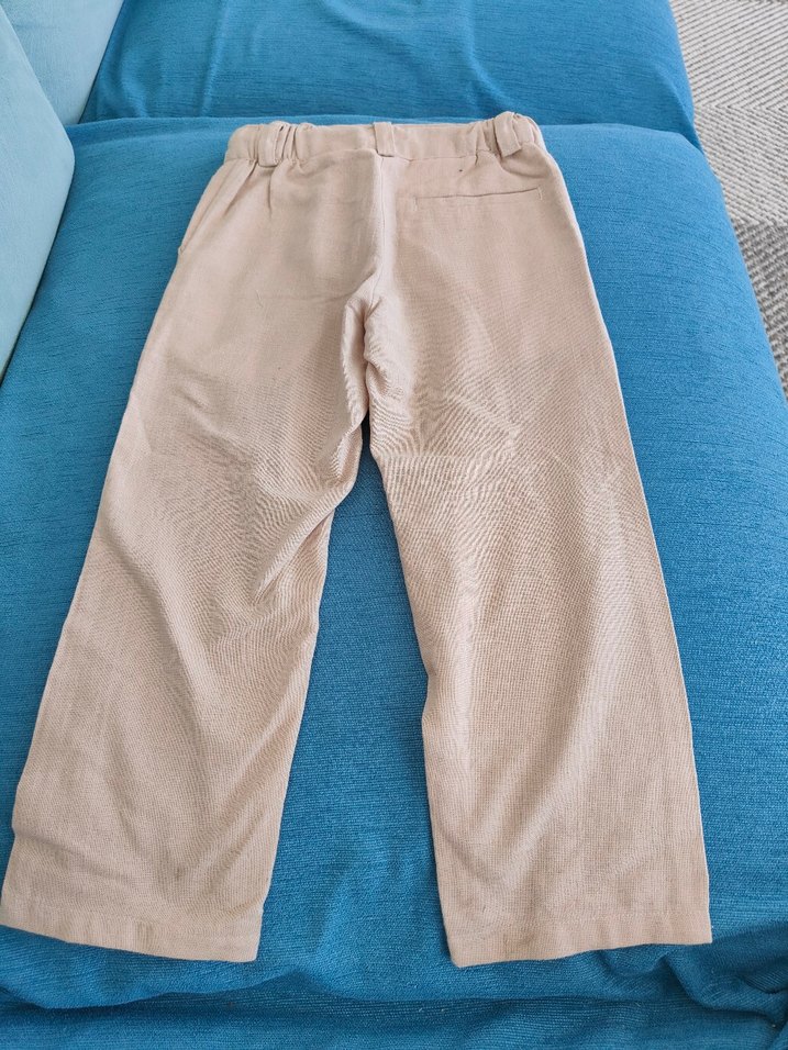 Bej Lastikli Erkek Çocuk Keten Pantolon - Görsel 3