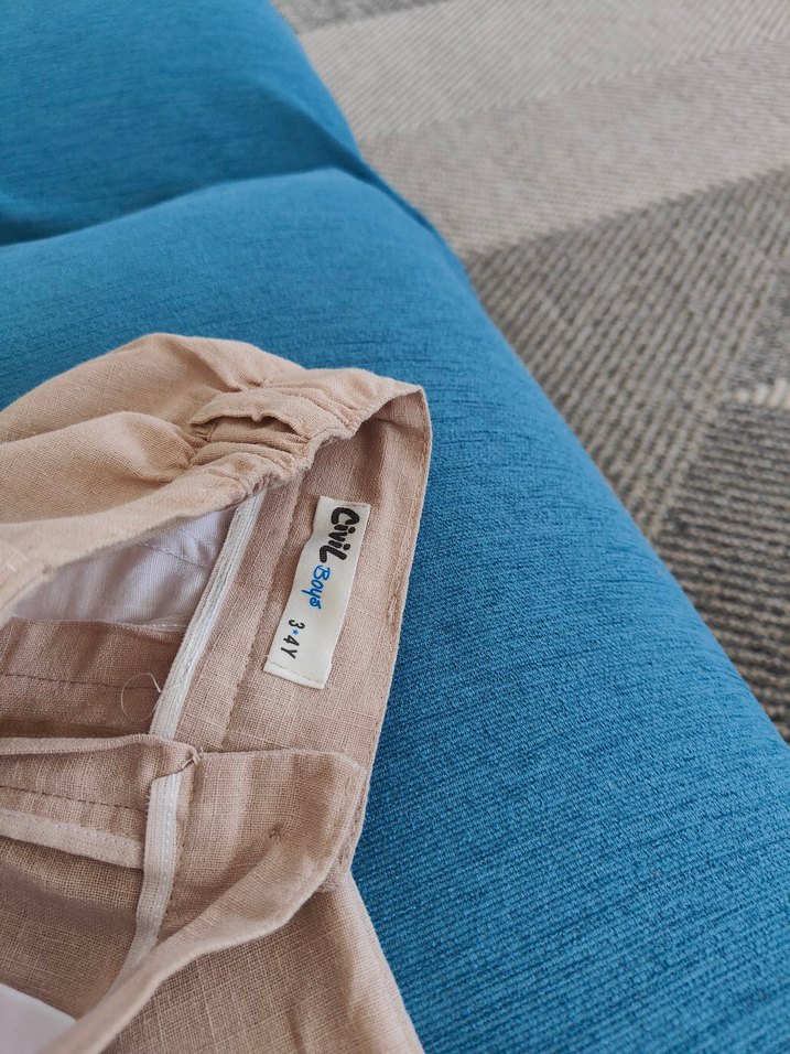 Bej Lastikli Erkek Çocuk Keten Pantolon - Görsel 2