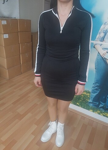 Zara dalgıç kumaş elbise