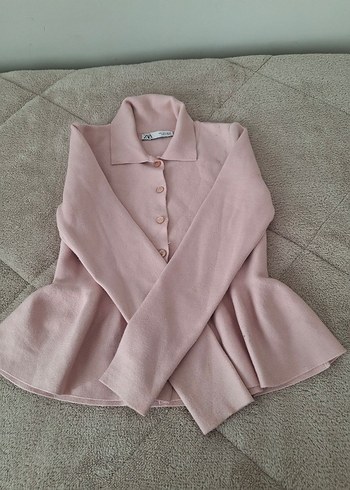 Pembe Düğmeli Uzun Kollu Zara Bluz çok cici - Görsel 2