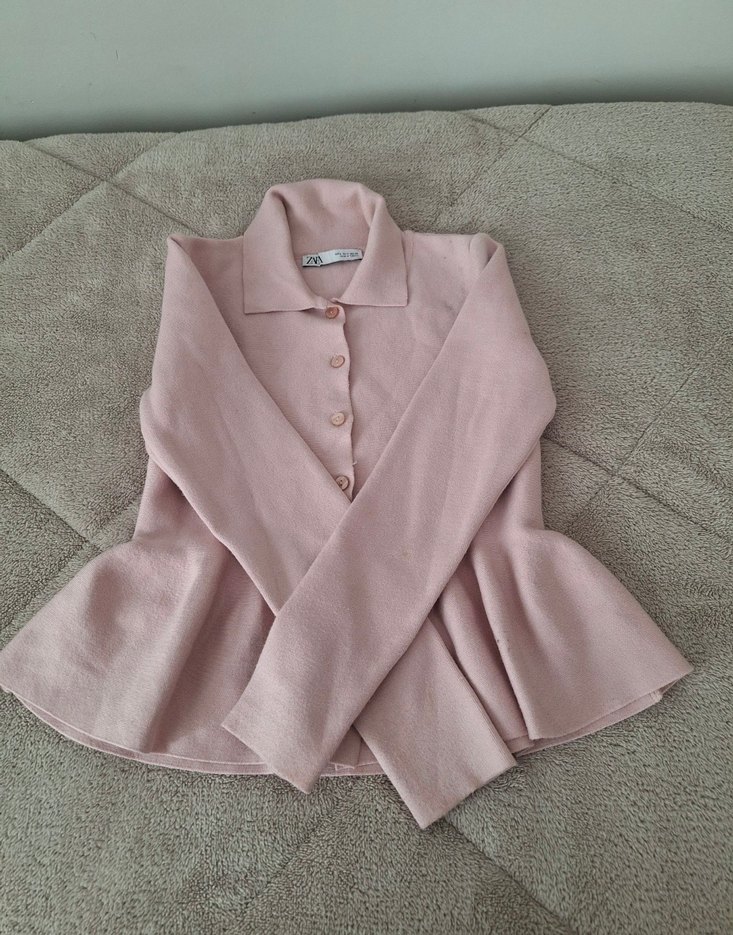 Pembe Düğmeli Uzun Kollu Zara Bluz çok cici - Görsel 2