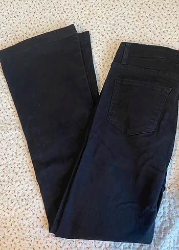 Simsiyah yüksel bel flare jean - Görsel 3