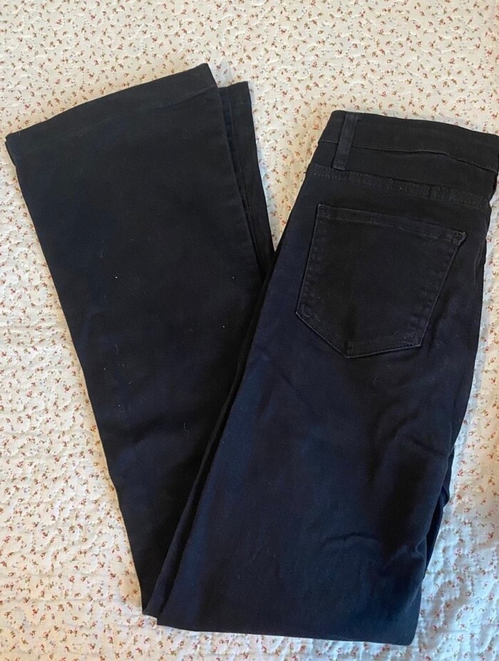 Simsiyah yüksel bel flare jean - Görsel 3