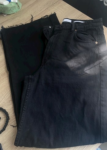 32 Beden Bershka Düğmeli Siyah Kadın Denim Pantolon