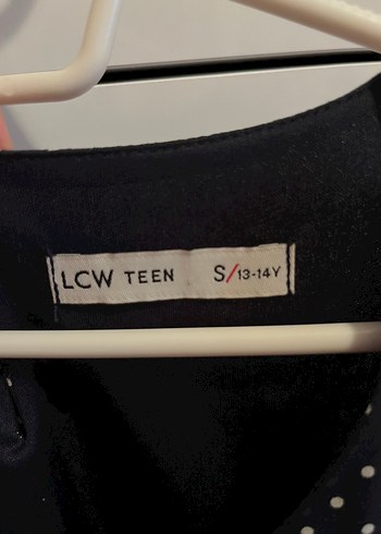 LC Waikiki Kemerli Lacivert Puantiyeli Elbise