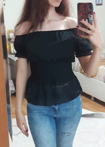 s Beden Siyah Straplez Kadın Bluz