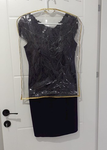 Mor İşlemeli Boncuklu Elbise - Görsel 3