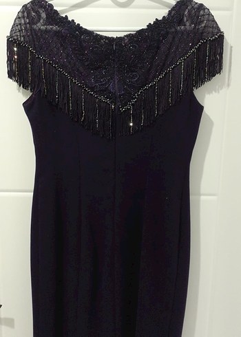 Mor İşlemeli Boncuklu Elbise - Görsel 2