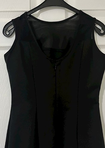 Siyah V Yakalı Kolsuz Gotik Mini Elbise - Görsel 2