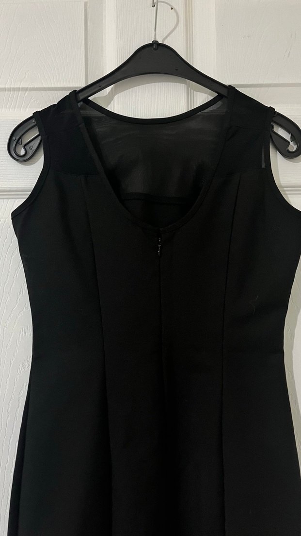 Siyah V Yakalı Kolsuz Gotik Mini Elbise - Görsel 2