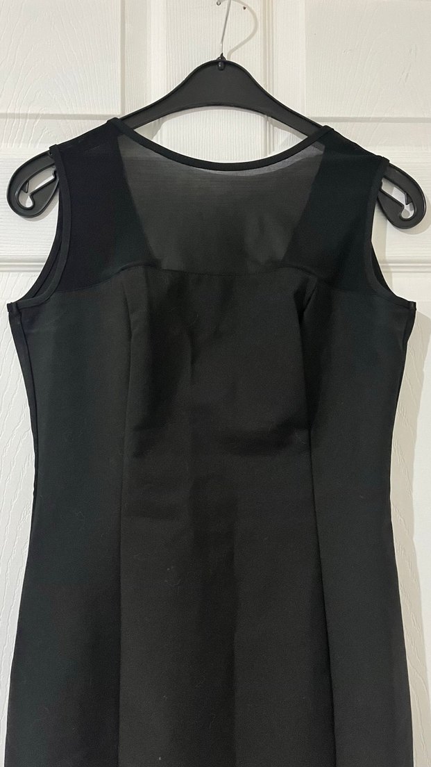 Siyah V Yakalı Kolsuz Gotik Mini Elbise - Görsel 3