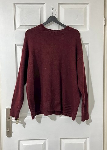 Bordo Kadın Yün Örgü Salaş Kazak - Görsel 2