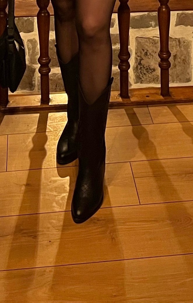 Siyah Yılan Desenli çizme - Görsel 2