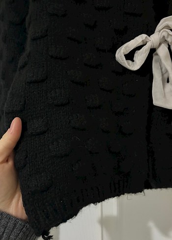 Kadın Siyah Örgü Kazak Halter Yaka - Görsel 2