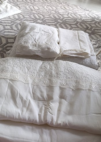 çocuk uyku seti  yorgan dantelli beşik kenarı i - Görsel 10