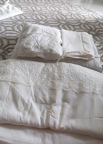 çocuk uyku seti  yorgan dantelli beşik kenarı i - Görsel 5