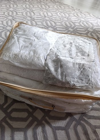 çocuk uyku seti  yorgan dantelli beşik kenarı i - Görsel 4