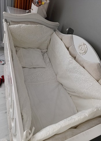 çocuk uyku seti  yorgan dantelli beşik kenarı i - Görsel 13