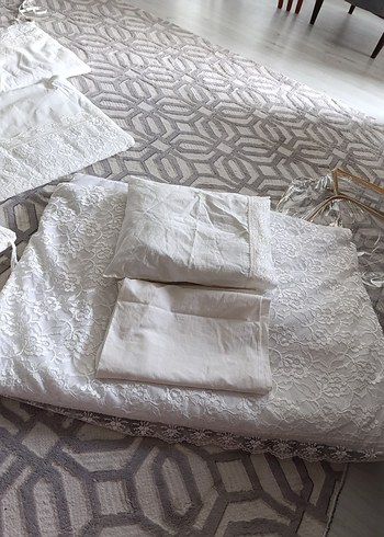 çocuk uyku seti  yorgan dantelli beşik kenarı i - Görsel 8