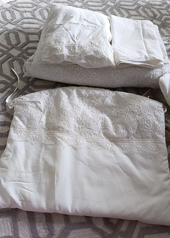 çocuk uyku seti  yorgan dantelli beşik kenarı i - Görsel 7