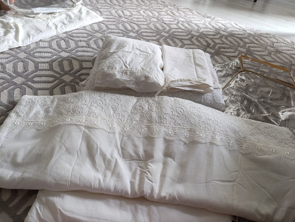 çocuk uyku seti  yorgan dantelli beşik kenarı i - Görsel 5