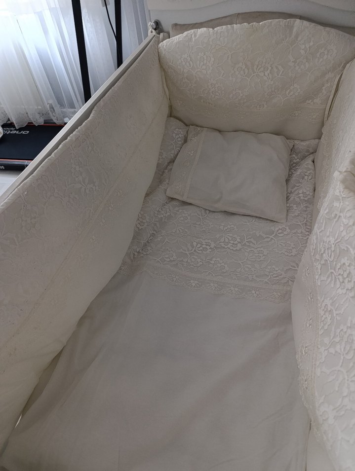 çocuk uyku seti  yorgan dantelli beşik kenarı i - Görsel 2