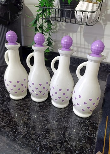 Mor Kalp Desenli Seramik Yağlık Seti 4 adet - Görsel 3