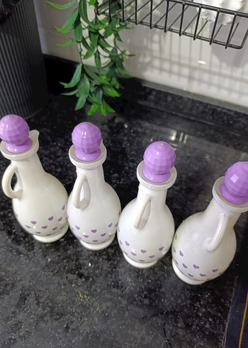 Mor Kalp Desenli Seramik Yağlık Seti 4 adet - Görsel 4