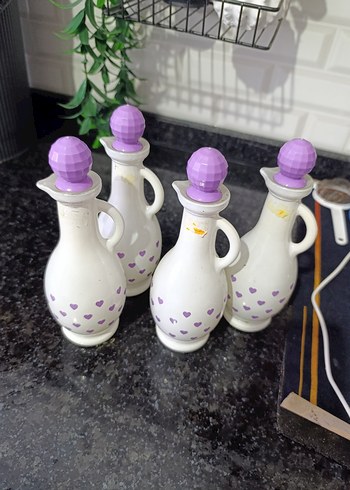 Mor Kalp Desenli Seramik Yağlık Seti 4 adet - Görsel 8