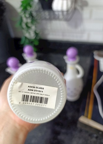 Mor Kalp Desenli Seramik Yağlık Seti 4 adet - Görsel 6