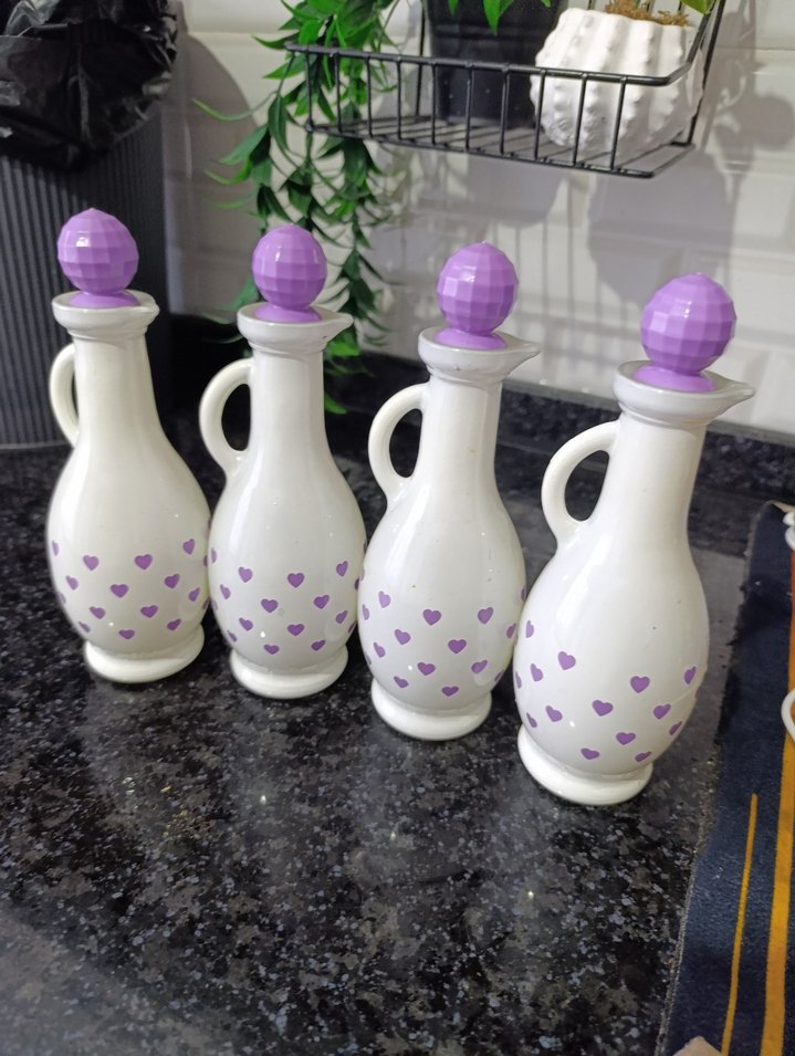 Mor Kalp Desenli Seramik Yağlık Seti 4 adet - Görsel 3